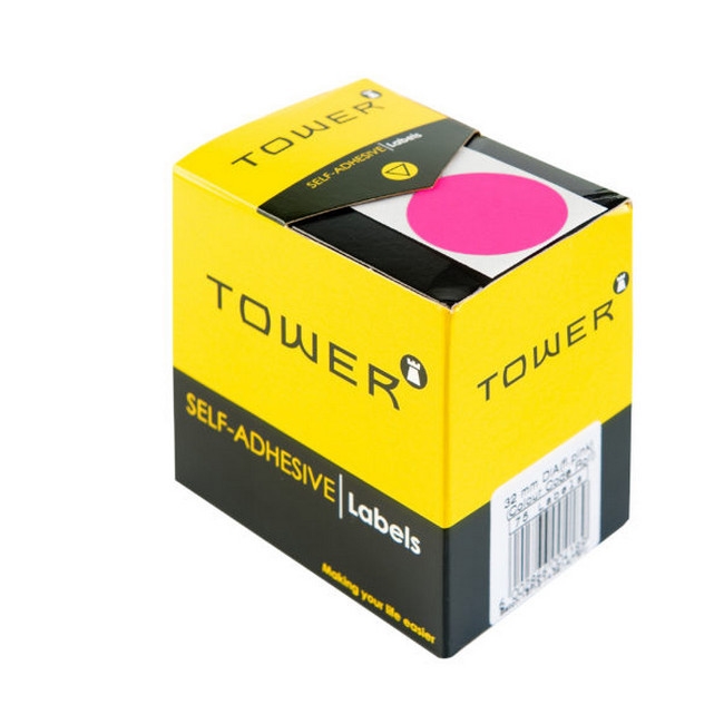 Picture of Labels - Colour Coding - Round - 32mm - Fluorescent Pink - 1 Box - C32FP