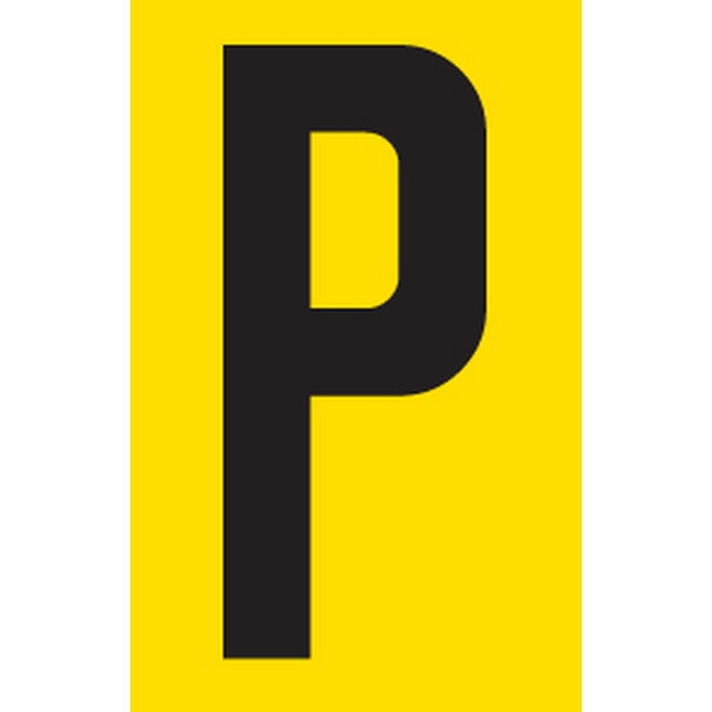 Picture of Adhesive Signs - Letter P - Black-Yellow - 55 x 90mm - SIGNA55-P