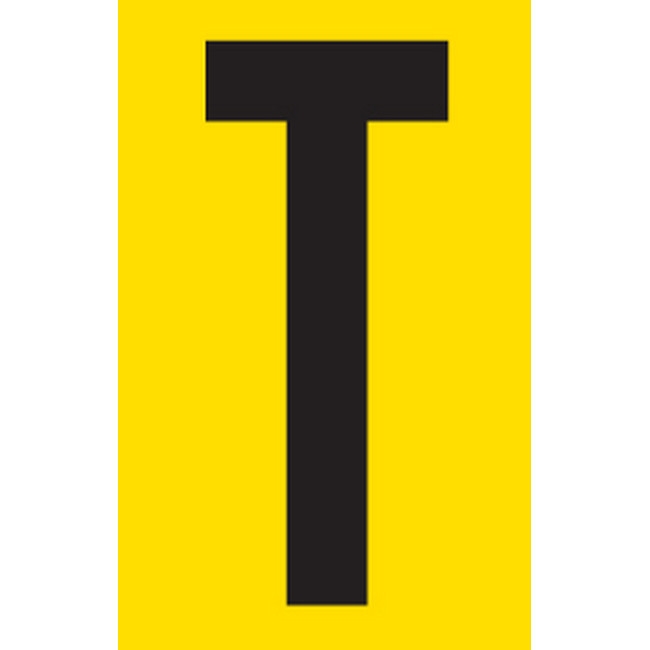 Picture of Adhesive Signs - Letter T - Black-Yellow - 55 x 90mm - SIGNA55-T