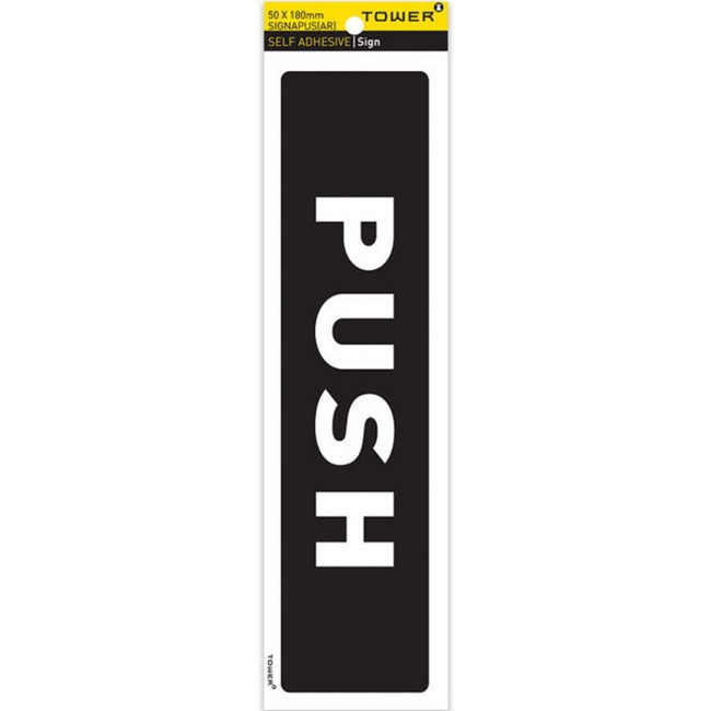 Picture of Information Sign - Push - White-Black - 185 x 50mm - SIGNAPUS(AR)