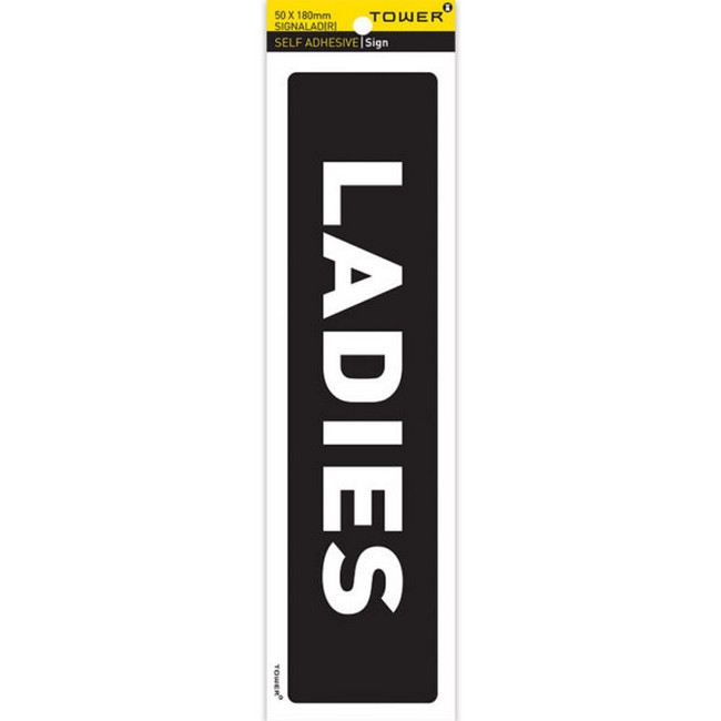 Picture of Information Sign - Ladies - White-Black - 185 x 50mm - SIGNALAD(R)