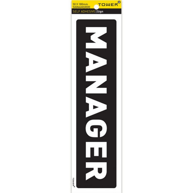 Picture of Information Sign - Manager - White-Black - 185 x 50mm - SIGNAMGR(R)