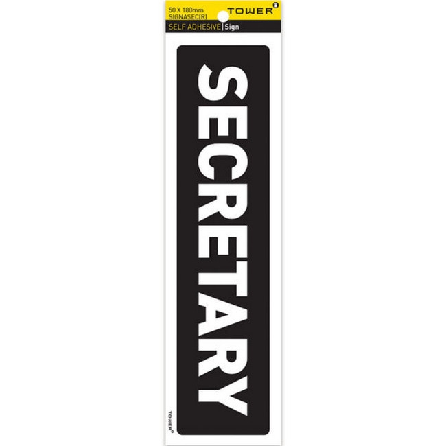 Picture of Information Sign - Secretary - White-Black - 185 x 50mm - SIGNASEC(R)