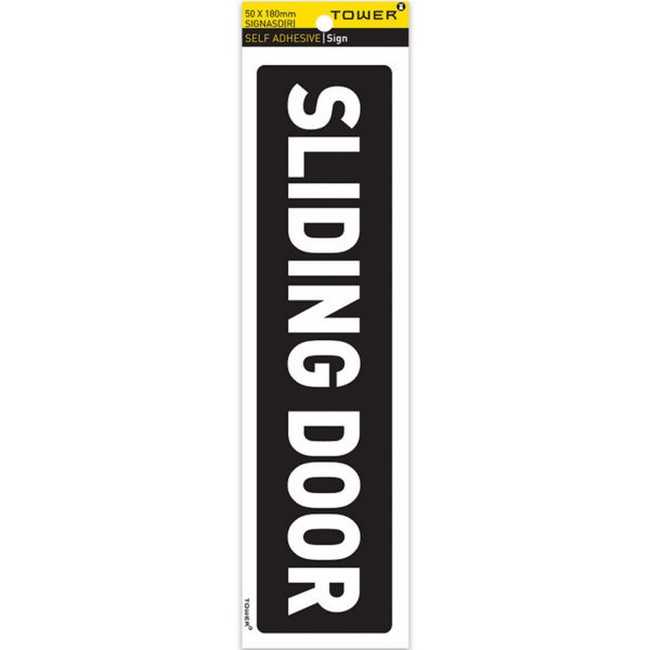 Picture of Information Sign - Sliding Door - White-Black - 185 x 50mm - SIGNASD(R)