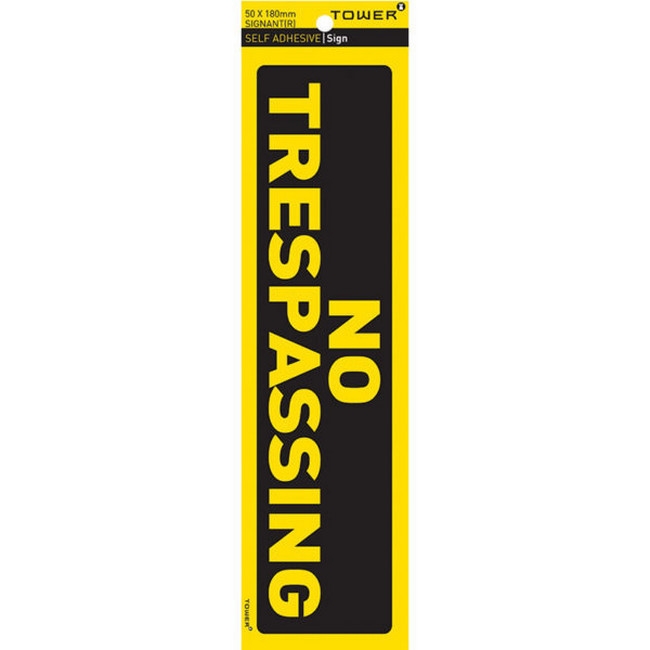 Picture of Warning Sign - No Trespassing - Yellow-Black - 185 x 50mm - SIGNANT(R)