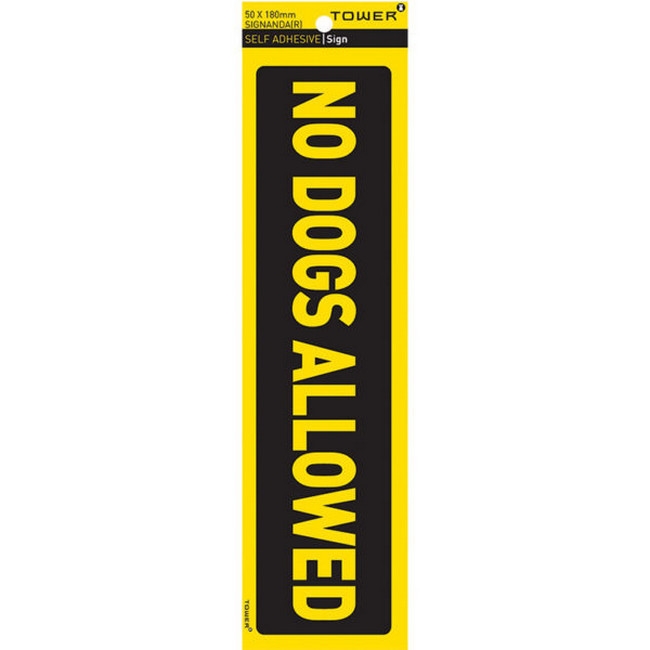 Picture of Warning Sign - No Dogs Allowed - Yellow-Black - 185 x 50mm - SIGNANDA(R)