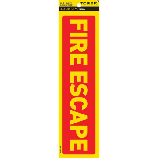 Picture of Danger Sign - Fire Escape - Yellow-Red - 185 x 50mm - SIGNAFES(R)