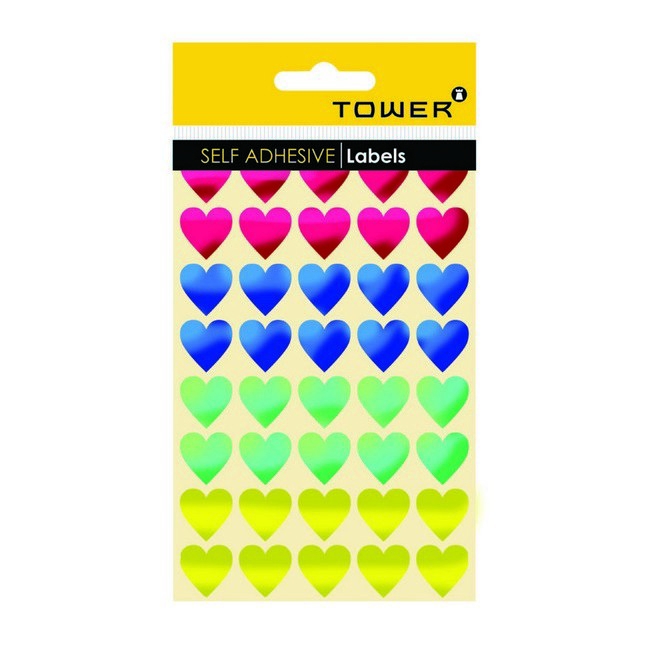 Picture of Stickers - Kids - Hearts - 19 mm Diameter - Mixed Fluorescent - 1 Pack - HEARTSMF