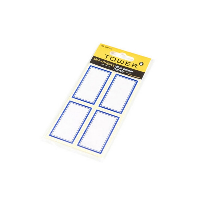 Picture of Book Labels - 3,4 x 7 cm - 48's - White with Blue Border - 1 Pack - BB376548