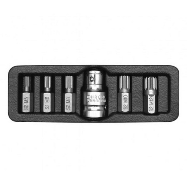 Picture of Spline Bit Socket Set - Chrome Vanadium - 1/2" Connector - Standard Length - 6 Piece - YT-0414