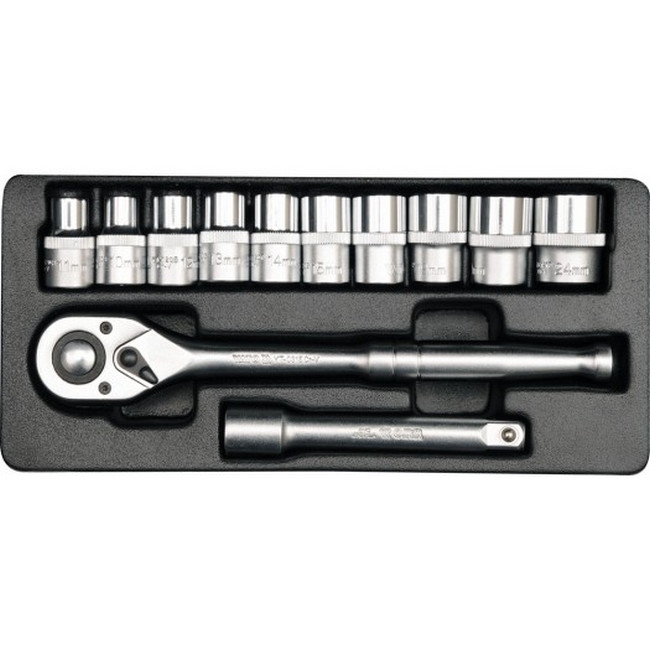 Picture of Socket Set - AS-Drive 6 Point - Chrome Vanadium - 1/2" Connector - 12 Piece - YT-12621