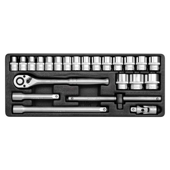 Picture of Socket Set - AS-Drive 6 Point - Chrome Vanadium - 1/2" Connector - 23 Piece - YT-12651