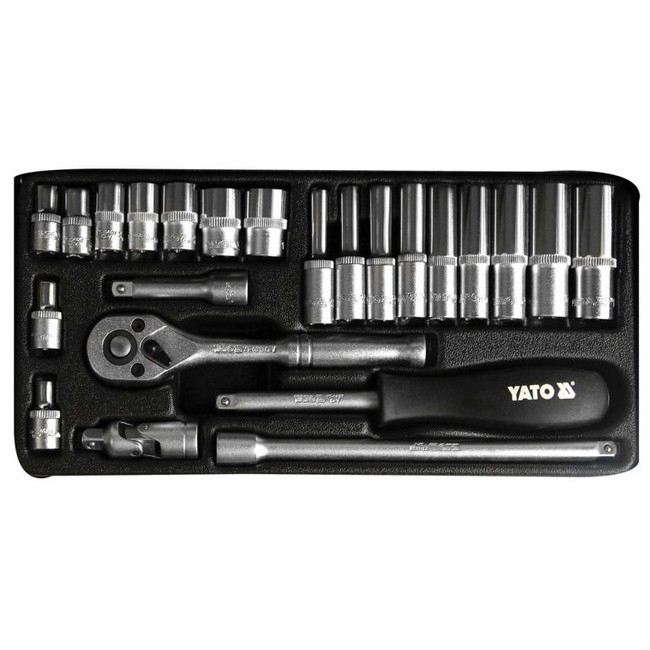 Picture of Socket Set - AS-Drive 6 Point - Chrome Vanadium - 1/4" Connector - 23 Piece - YT-14421