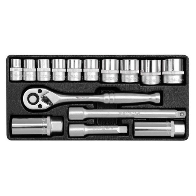 Picture of Socket Set - AS-Drive 6 Point - Chrome Vanadium - 3/8" Connector - 15 Piece - YT-38631