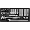 Picture of Socket Set - AS-Drive 6 Point - Chrome Vanadium - 3/8" Connector - 19 Piece - YT-38641