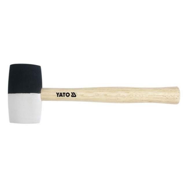 Picture of Rubber Mallet - Black and White Head Sections - Wood Handle - 780g - YT-4604