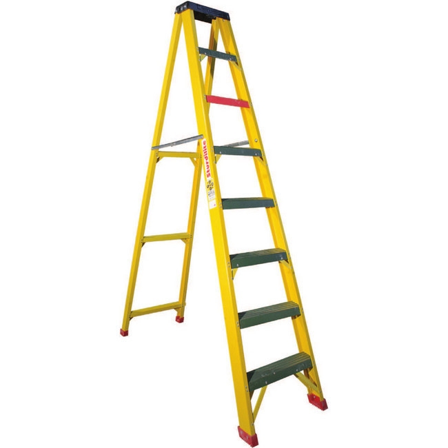 FGS ALL Full Fibreglass 8 Step Ladder Castor and Ladder FGS 8ALL