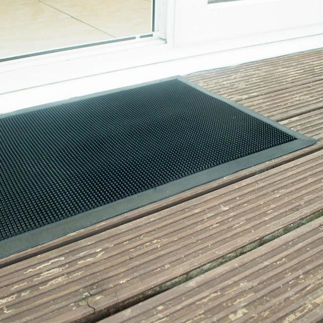 Doormat Rubber Brush Mat 70 x 46 x 1.3 cm Black Matco COB