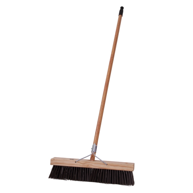 Picture of Platform Broom - Complete - Brown Synthetic Fibre (0.75mm) - Wooden Handle - 88 Grip - 46cm - Pack of 3 - F3256