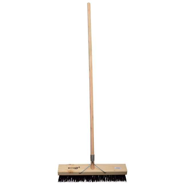 Picture of Platform Broom - Complete - Millennium Synthetic - Brown Polypropylene Fibre - Wooden Handle - 88 Grip - 46cm - Pack of 3 - F3350