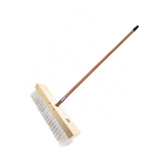 Picture of Gutter Sweeper Broom - Complete - White Polypropylene Fibre (2mm) - Wooden Handle - 55 Grip - 37.5cm - Pack of 3 - F3160