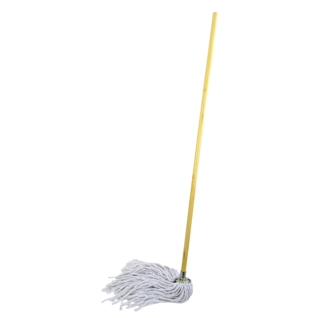 Picture of Mop - Complete - Long-hair Head with Metal Socket - Wooden Handle - 335g - Pack of 5 - F17590