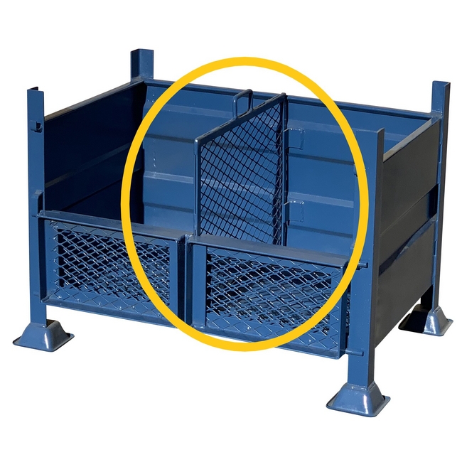SW divider for half, similar to steel cages, steel cages for sale from stackable steel bins, ssb.