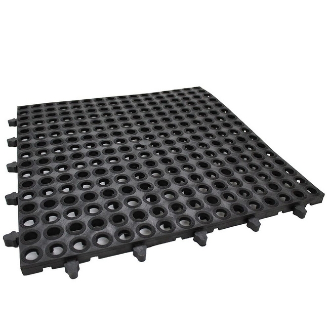 Anti-Slip Floor Interlocking Mat Black 600mm x 600mm x 10mm 6 Pack