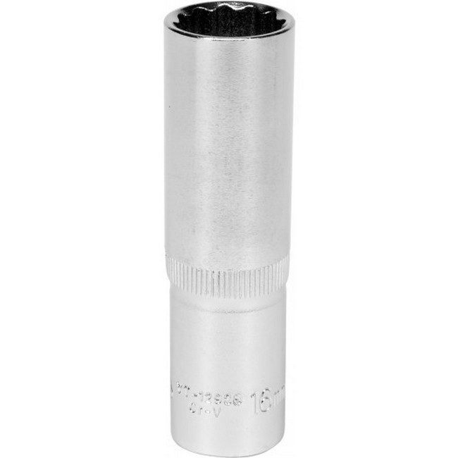 Picture of Bi-hex Deep Socket - 12 Point - Chrome Vanadium - 1/2" Connector - 76mm Length - 16mm - YT-12938