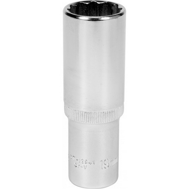 Picture of Bi-hex Deep Socket - 12 Point - Chrome Vanadium - 1/2" Connector - 76mm Length - 19mm - YT-12941