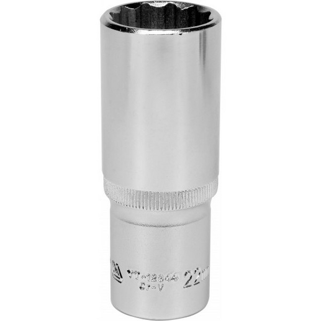 Picture of Bi-hex Deep Socket - 12 Point - Chrome Vanadium - 1/2" Connector - 76mm Length - 22mm - YT-12944