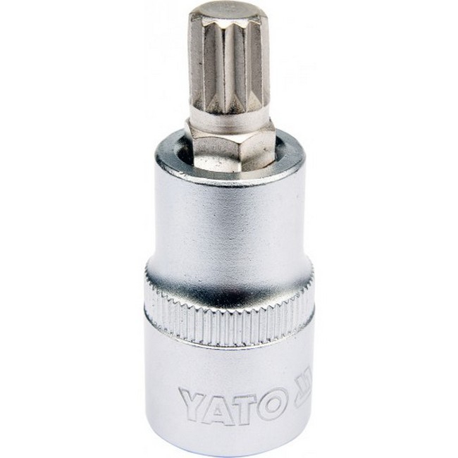 Picture of Spline Bit Socket - Chrome Vanadium -  1/2" Connector - Standard Length - M10 x 50mm - YT-04343