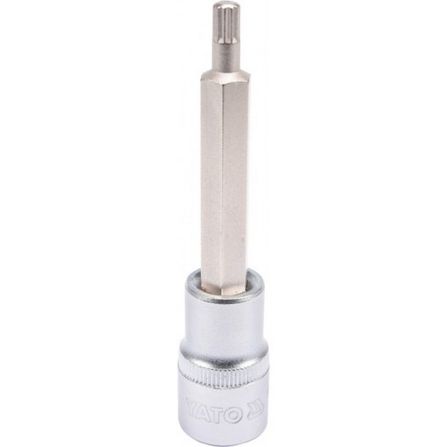 Picture of Spline Bit Socket - Chrome Vanadium -  1/2" Connector - Long - M6 x 100mm - YT-04351