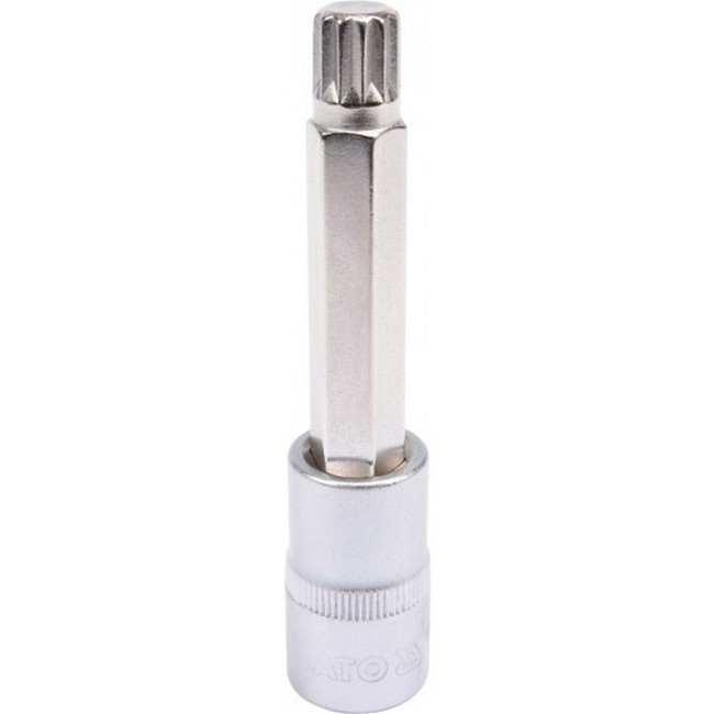 Picture of Spline Bit Socket - Chrome Vanadium -  1/2" Connector - Long - M12 x 100mm - YT-04354