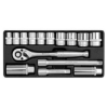 Picture of Socket Set - AS-Drive 6 Point - Chrome Vanadium - 3/8" Connector - 15 Piece - YT-38631