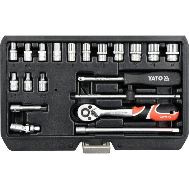 Picture of Socket Set - AS-Drive 6 Point - Chrome Vanadium - 1/4" Connector - 20 Piece - YT-14491