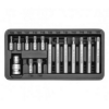 Picture of Torx Bit Socket Set - Chrome Vanadium - 1/2" Connector - Standard Length and Long - 15 Piece - YT-0411