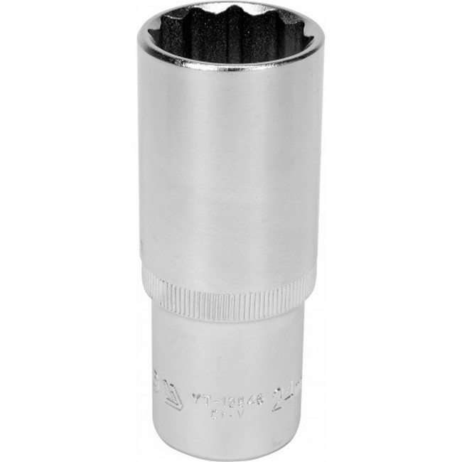 Picture of Bi-hex Deep Socket - 12 Point - Chrome Vanadium - 1/2" Connector - 76mm Length - 24mm - YT-12946