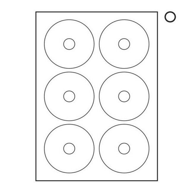Label CD or DVD A4 Ink or Laserjet Print Mini 78mm Ø White 1