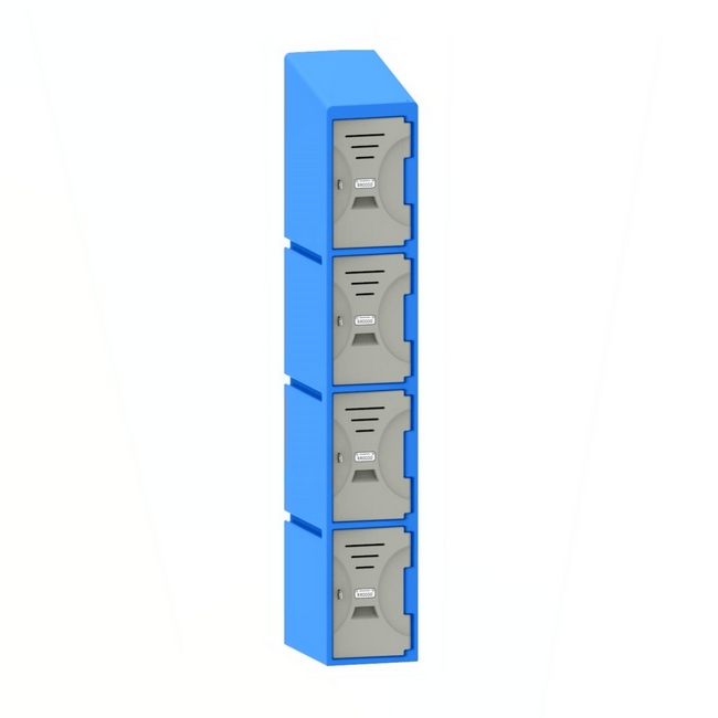 Picture of Plastic Locker - Solid Door - Slant Top - 4 Tier - 45.5 x 31 x 193cm - PA433A
