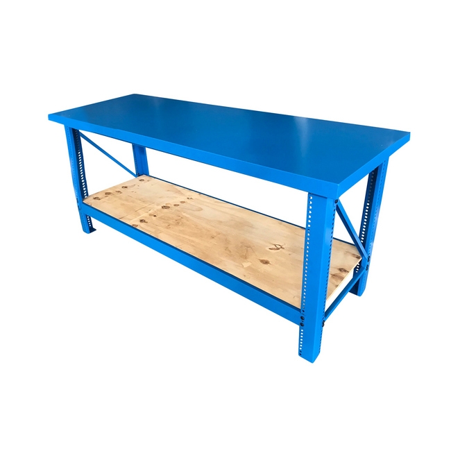 Picture of Workbench - Steel Frame - Steel Top - Wood Shelf - 193 x 60 x 90 cm - Blue - DIV-WB05-KD-blue