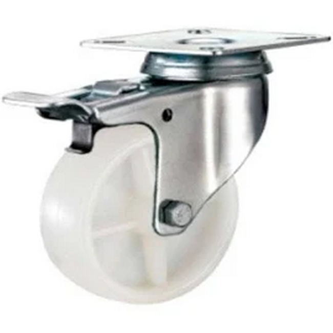 Picture of Castor Wheels - Polypropylene - Top Plate Swivel - Brake - White - 50mm - TOOC403