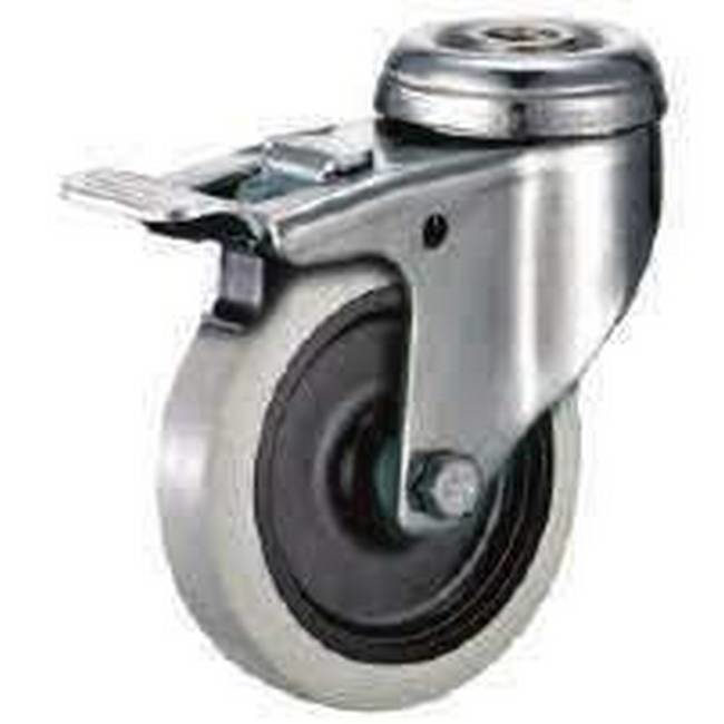 Picture of Castor Wheels - Thermoplastic Rubber - Bolt Hole Swivel - Brake - 75mm - TOOC517