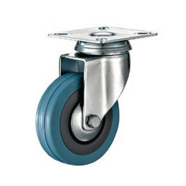 Picture of Castor Wheels - Blue Rubber- Top Swivel - Fixed Plate - 50mm - TOOC430