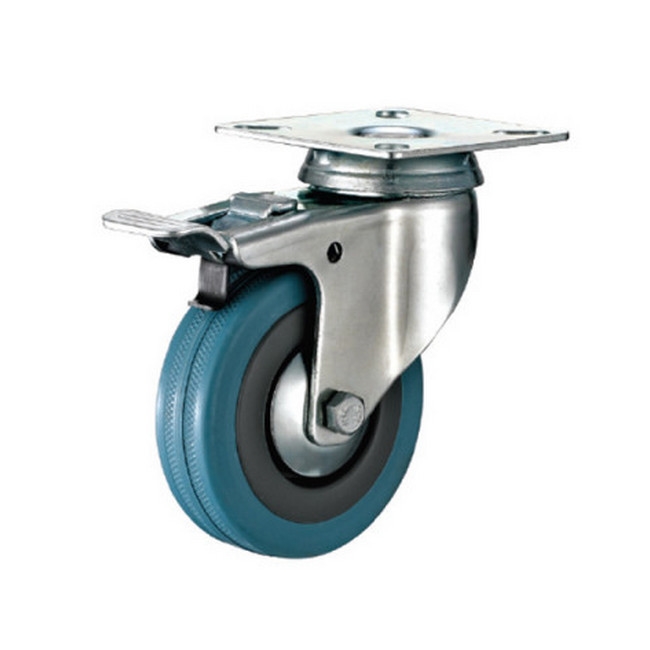 Picture of Castor Wheels - Blue Rubber - Top Plate Swivel - Brake - 50mm - TOOC429