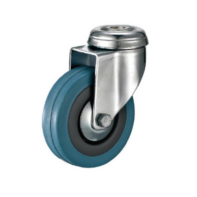 Picture of Castor Wheels - Blue Rubber - Bolt Hole - Swivel - 125mm - TOOC451