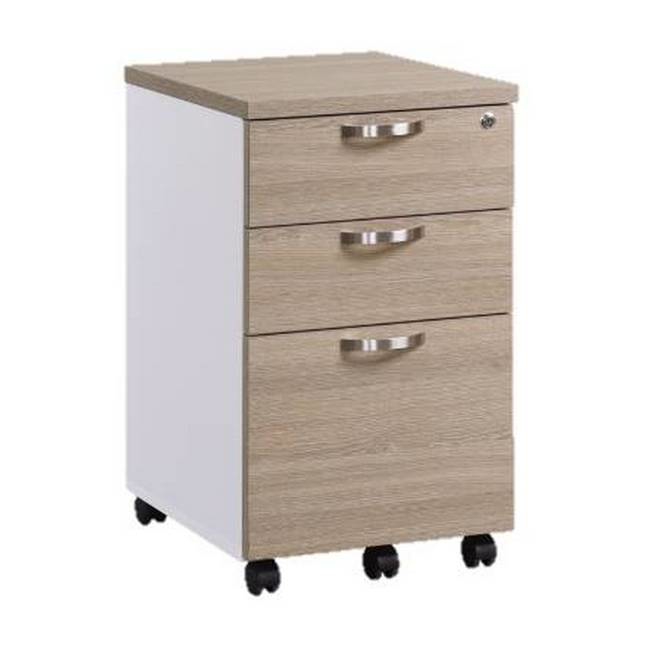 Material: particle board with melamine, colour: shannon oak and white, pedestal, mobile pedestal, dr.