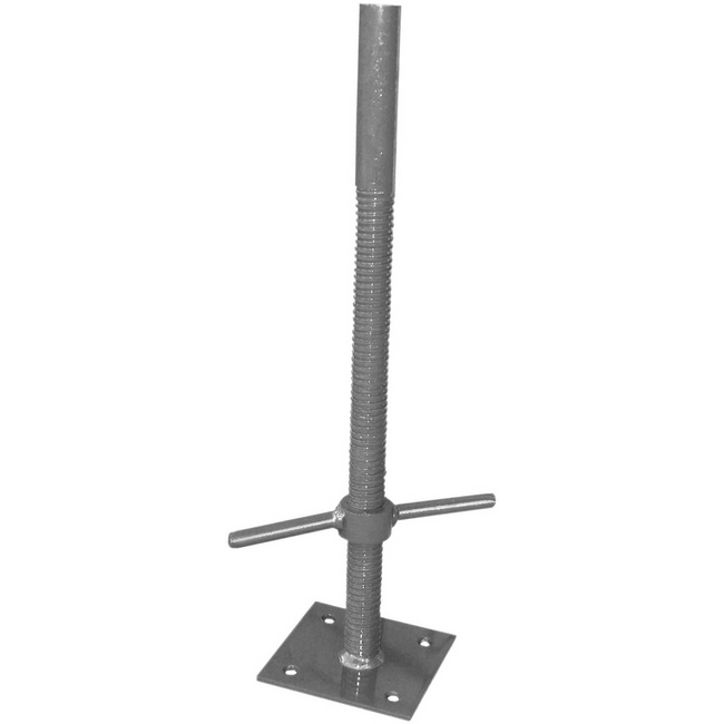 An adjustable jack that allows the scaffold to be used on uneven terrains, scaffolding, tower scaffo.