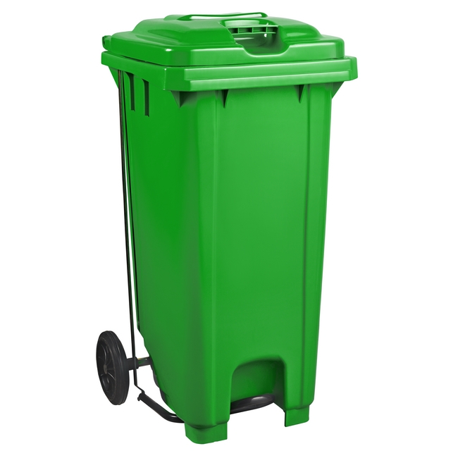 Supplywise wheelie bin, similar to wheelie bin, pedal bin, foot operated bin, rubbish bin.