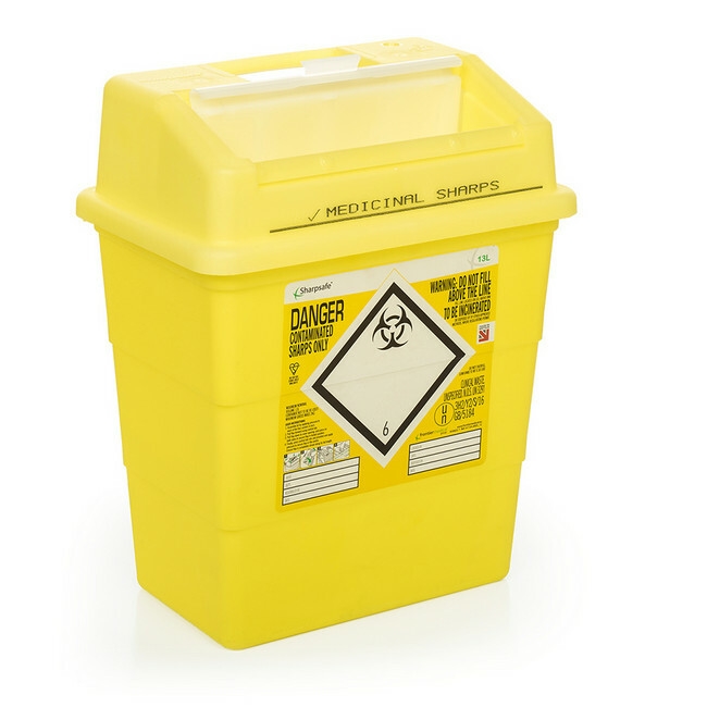 Supplywise sharps disposal, similar to sharps bin, blade bin, blade disposal, biohazard bin.